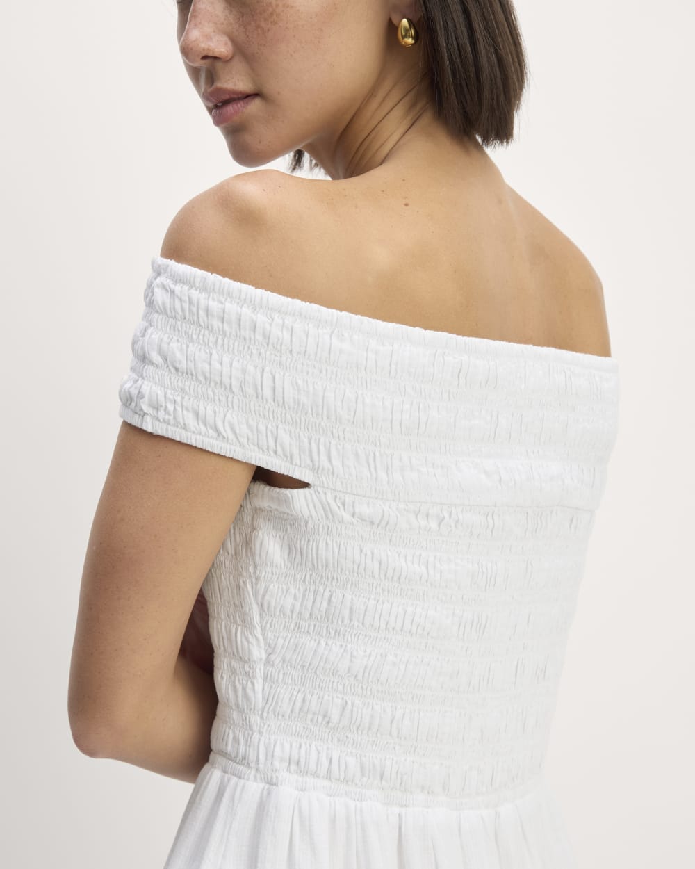 The Gauze Off-the-Shoulder Dress | White - Image 5