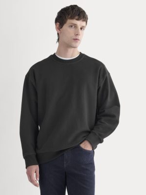 Twill Terry Jacquard Crew Sweatshirt | Black