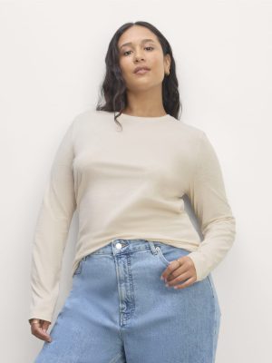 The Slim Long-Sleeve Crew in Essential Cotton | Heathered Oat