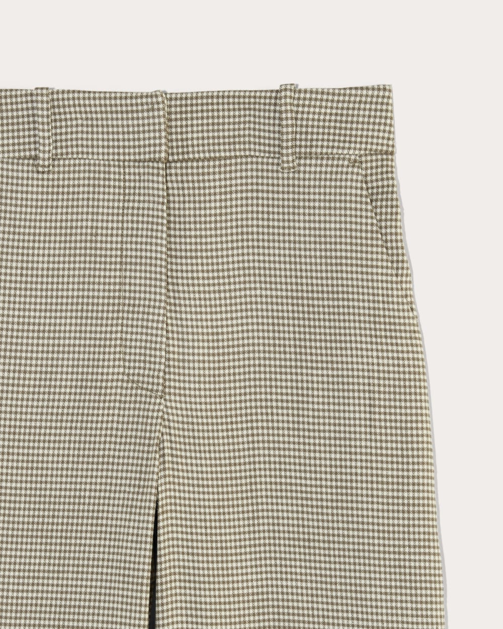 The Wide-Leg Pant in Stretch Linen | Deep Taupe Mini Gingham - Image 6