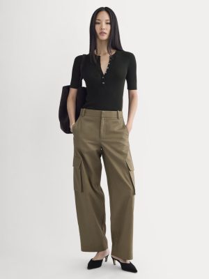 Wide-Leg Cargo Trouser in Buttersmooth | Deep Taupe