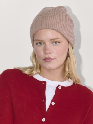 The Cashmere Ribbed Beanie | Dusty Rose