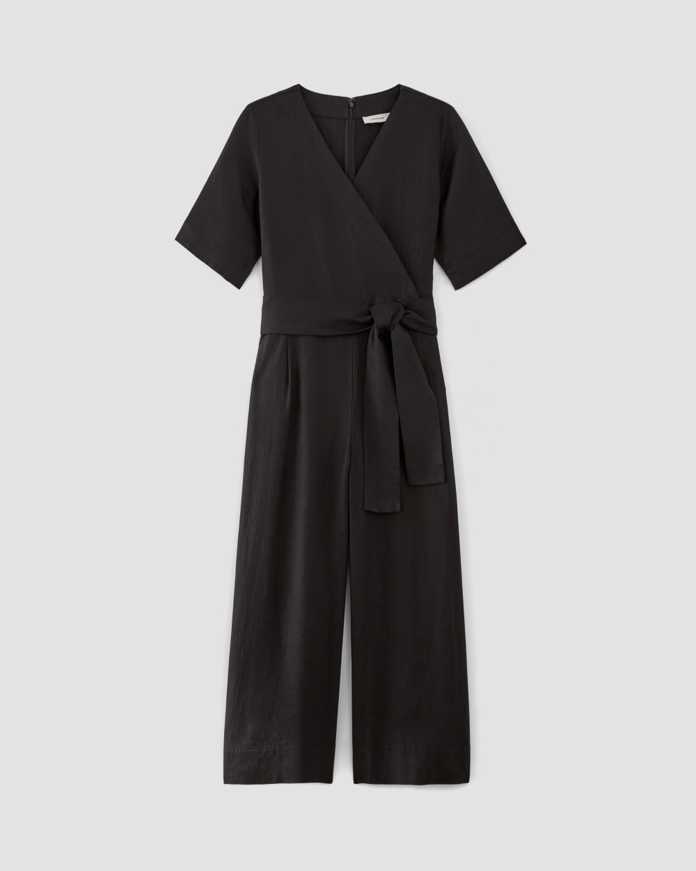 The Wrap Jumpsuit in Linen | Black - Image 2