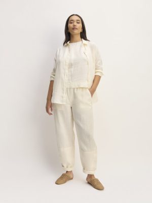 The Linen Pull-On Barrel Pant | Bone