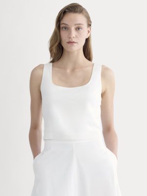 The Square Tank in Stretch Linen | White
