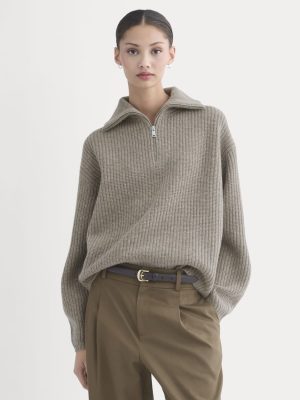 The Half-Zip Sweater in Luxe Merino | Heather Soft Taupe