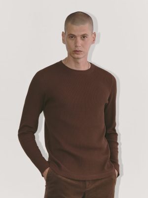 The Waffle Long-Sleeve Crew | Dark Mahogany