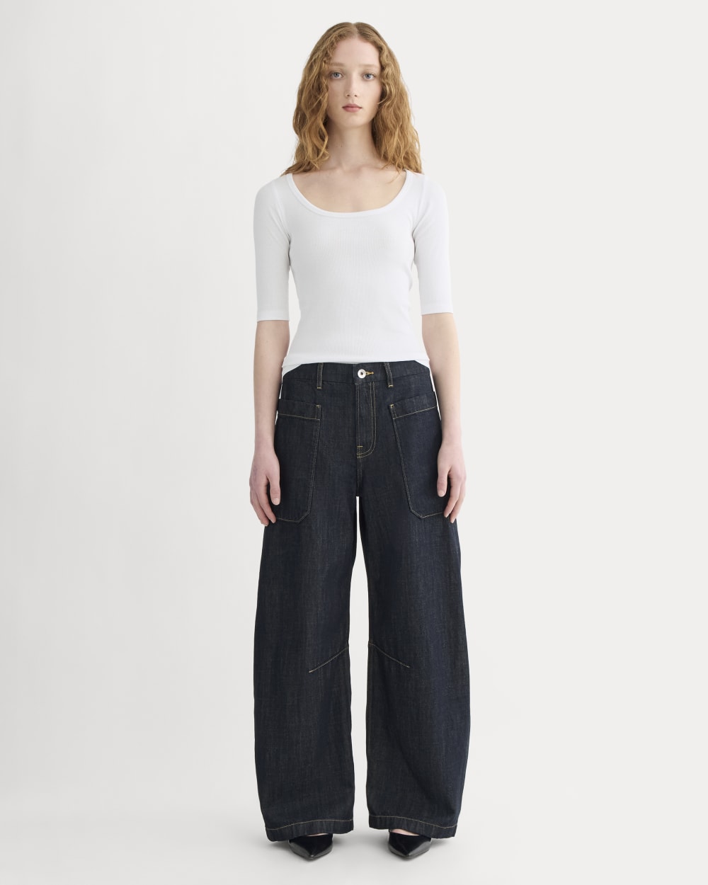 The Luxe Rib Scoop-Neck Tee | White - Image 3