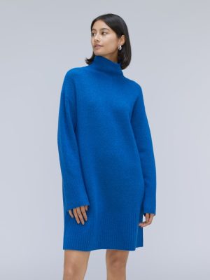 The Cozy Stretch Turtleneck Dress | Heathered Lapis Blue