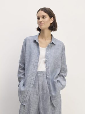 The Must-Have Shirt in Linen | White / Blue