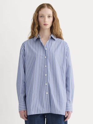 The Boyfriend Shirt in Ultrasoft Cotton | Dutch Blue / Bone