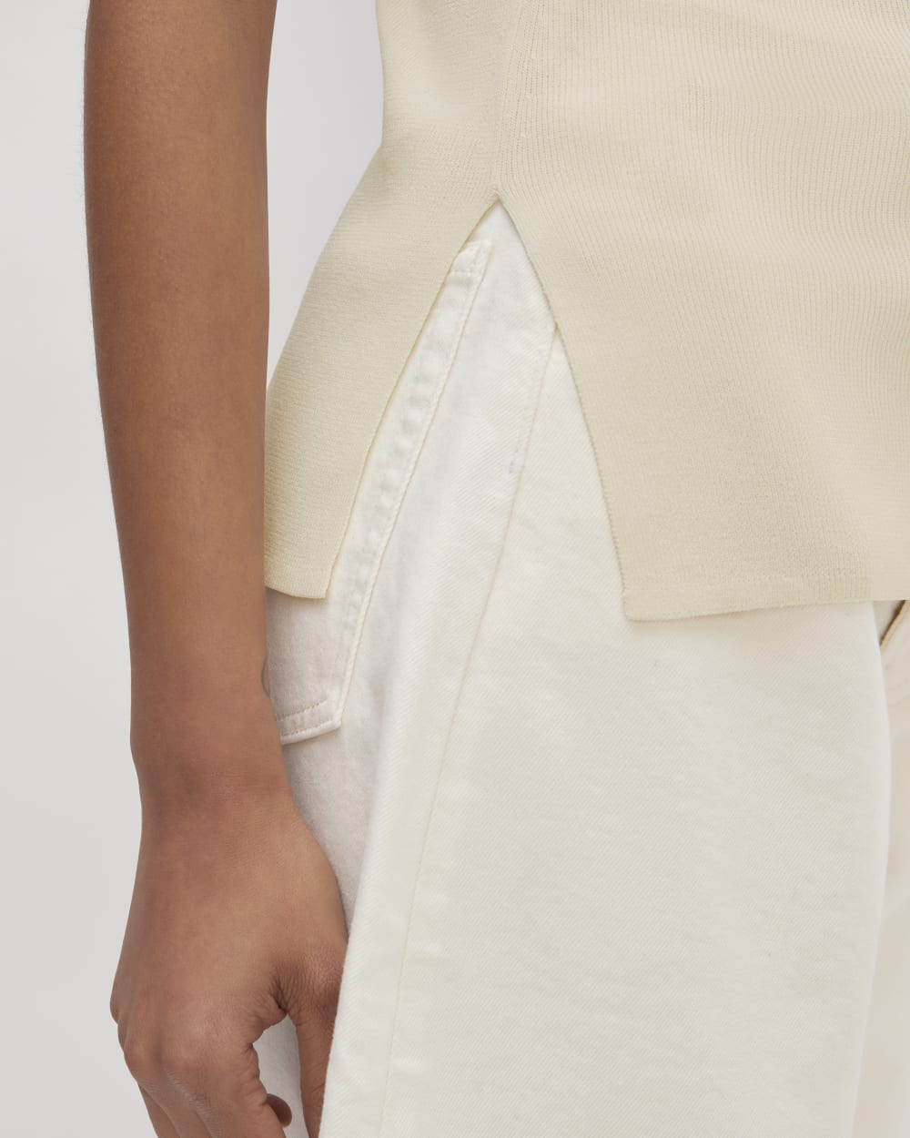 The Viscose Mock Neck Top | Beige - Image 5