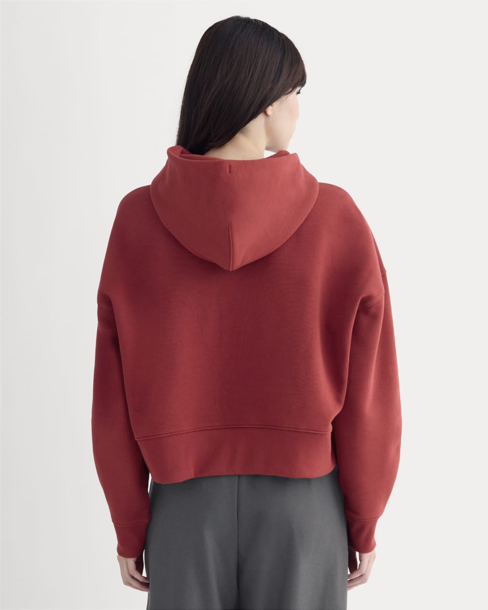 Cropped Luxe Fleece Hoodie | Merlot - Image 4