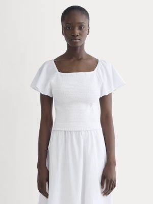 The Gauze Smocked Top | White