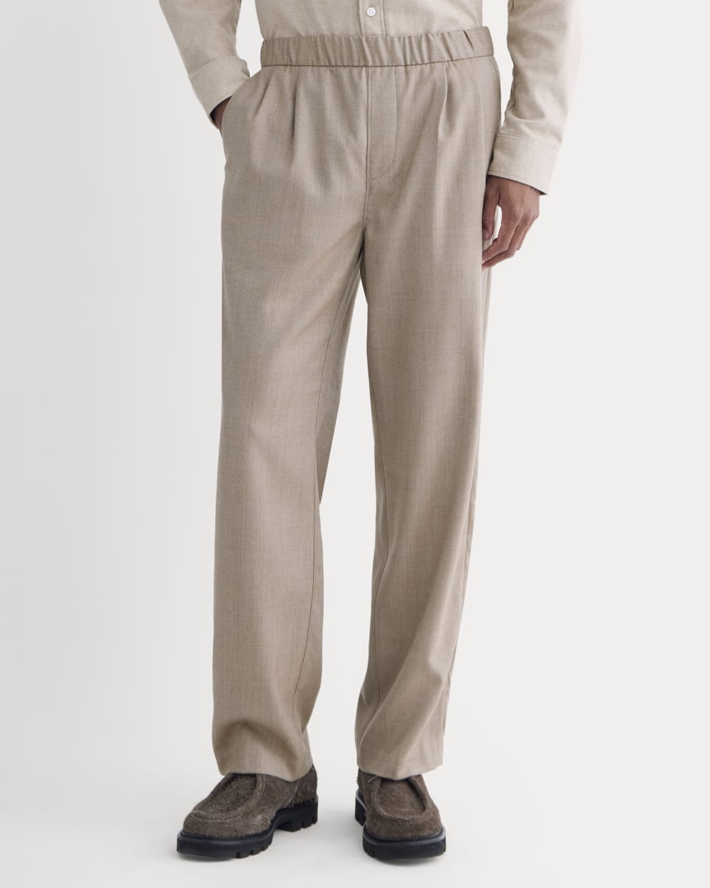 Pleated Trouser in Tailor Twill | Light Taupe - Image 3