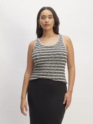 The Cozy Rib Tank | Bone / Black