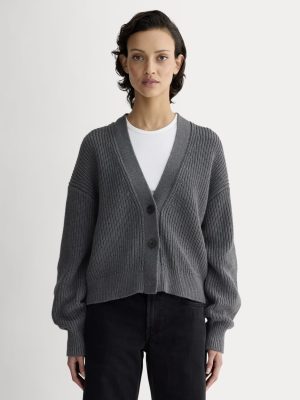 The Boxy Cardigan in Everyday Cotton | Heathered Charcoal