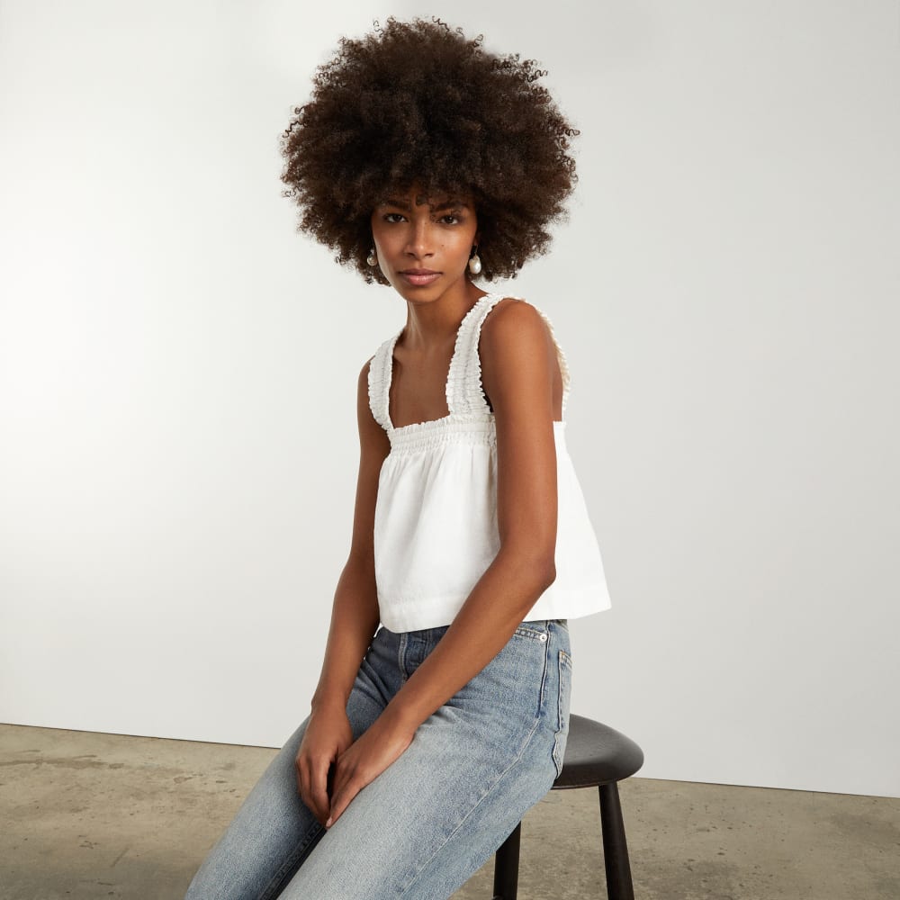 The Smocked Linen Cami | White - Image 6