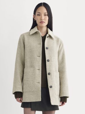 Italian Car Coat | Taupe Herringbone