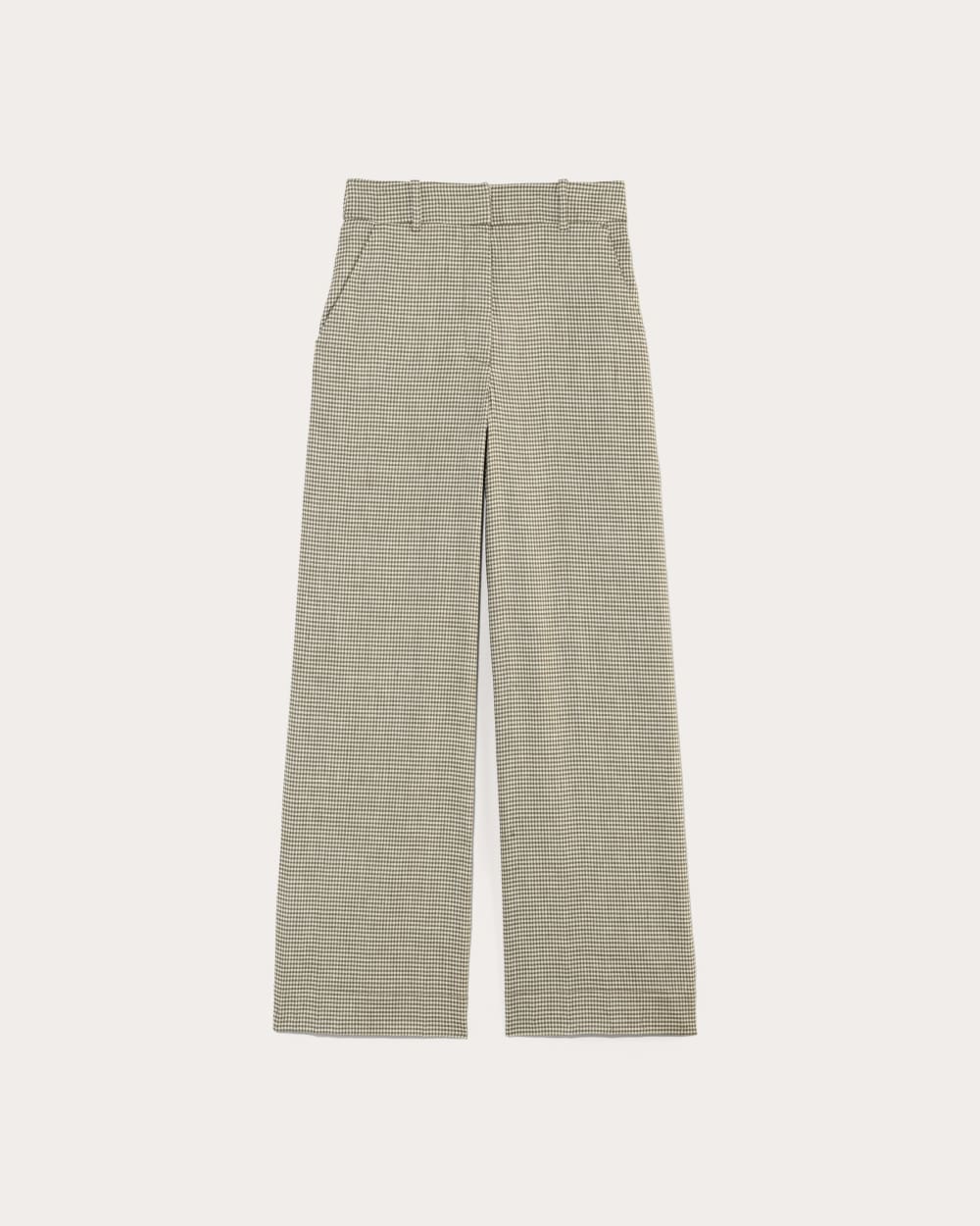 The Wide-Leg Pant in Stretch Linen | Deep Taupe Mini Gingham - Image 2