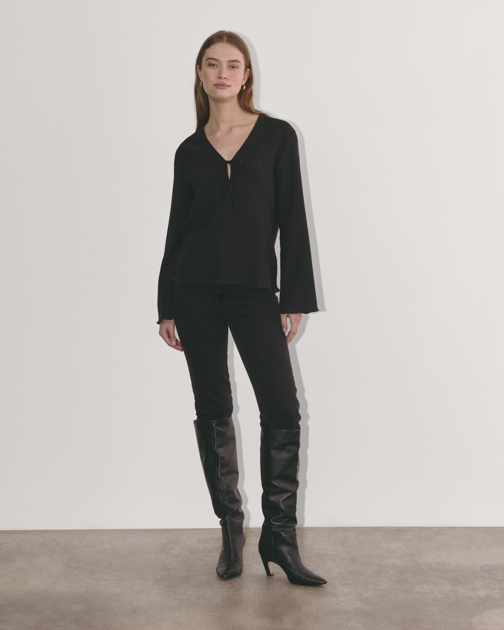 The Crinkle Long-Sleeve | Black - Image 4
