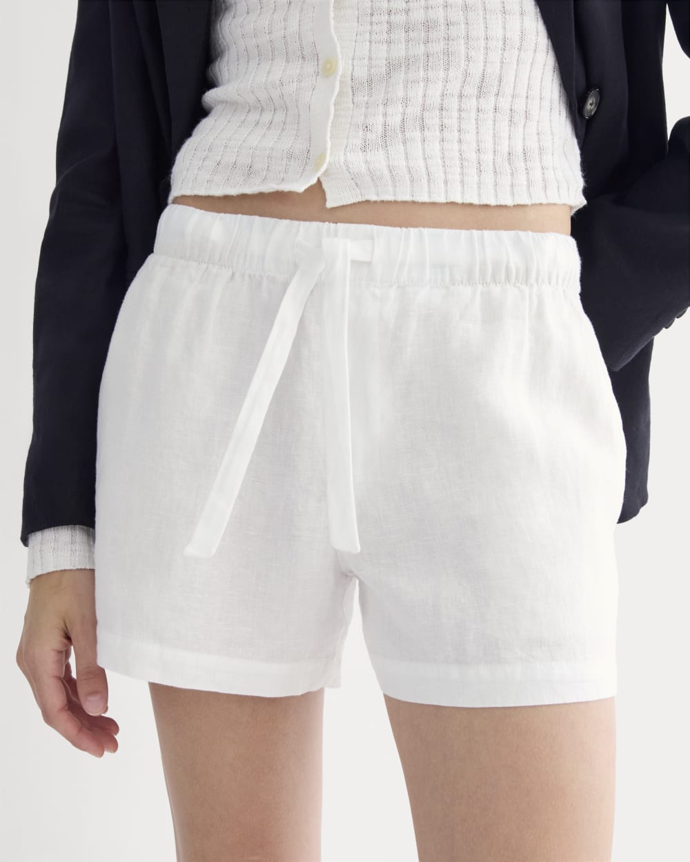 The Drawstring Boxer Short in Linen | White - Image 4