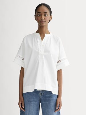 The Lace Trim Popover | White