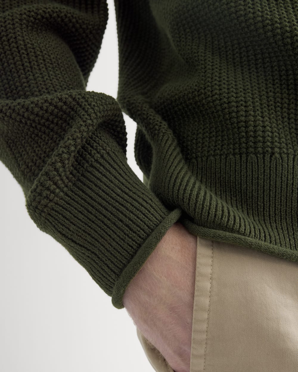 Waffle Rollneck Crew in Everyday Cotton | Dark Green - Image 4