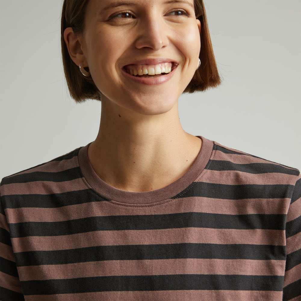 The Box-Cut Tee in Essential Cotton | Chocolate Brown / Black | No Pocket - Image 4