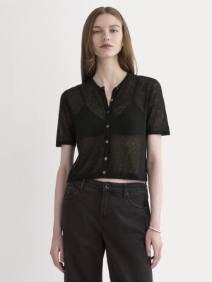 The Air Alpaca? Short-Sleeve Cardigan | Black