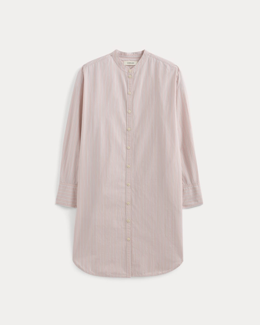 The Relaxed Shirt Dress in Ultrasoft Cotton | Pink / White - Image 2