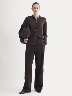 Corduroy Wide-Leg Trouser | Dark Chocolate