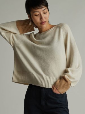 The Cashmere Boxy Crew | Bone / Light Camel