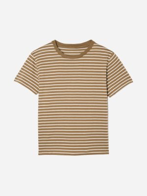 The Box-Cut Tee in Essential Cotton | Olive / Tan | No Pocket