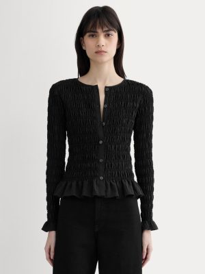The Smocked Cardigan | Black