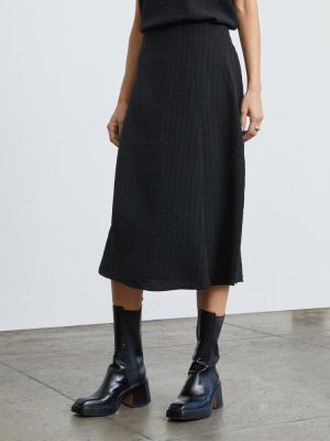 The City Stripe Midi Skirt | Black