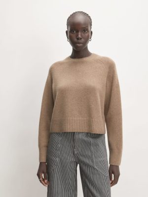 The Boxy Crew in Cashmere | Heathered Woodsmoke