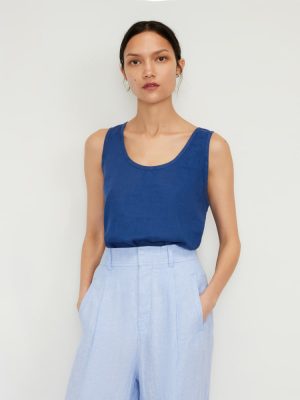 The Scoop Tank in Linen | Mazarine Blue