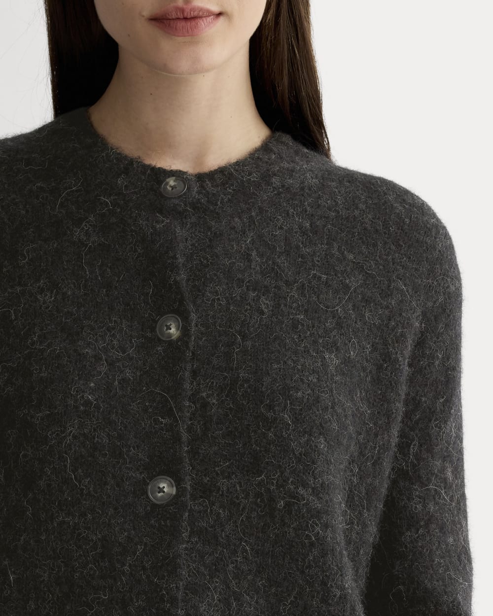 The Crew Cardigan in Alpaca | Heathered Black - Image 4