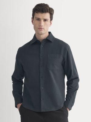 Brushed Flannel Shirt | Heathered Navy