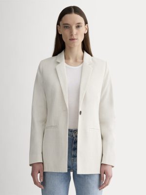 The Relaxed Blazer in Buttersmooth | Heathered Oat