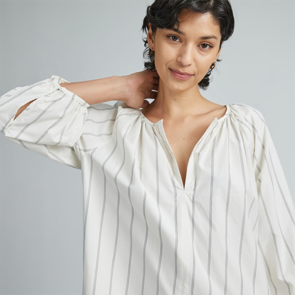 The Raglan Sleeve Poplin Dress | Black / Canvas Tan - Image 4