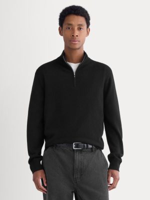 Cashmere Quarter Zip Sweater |  Black