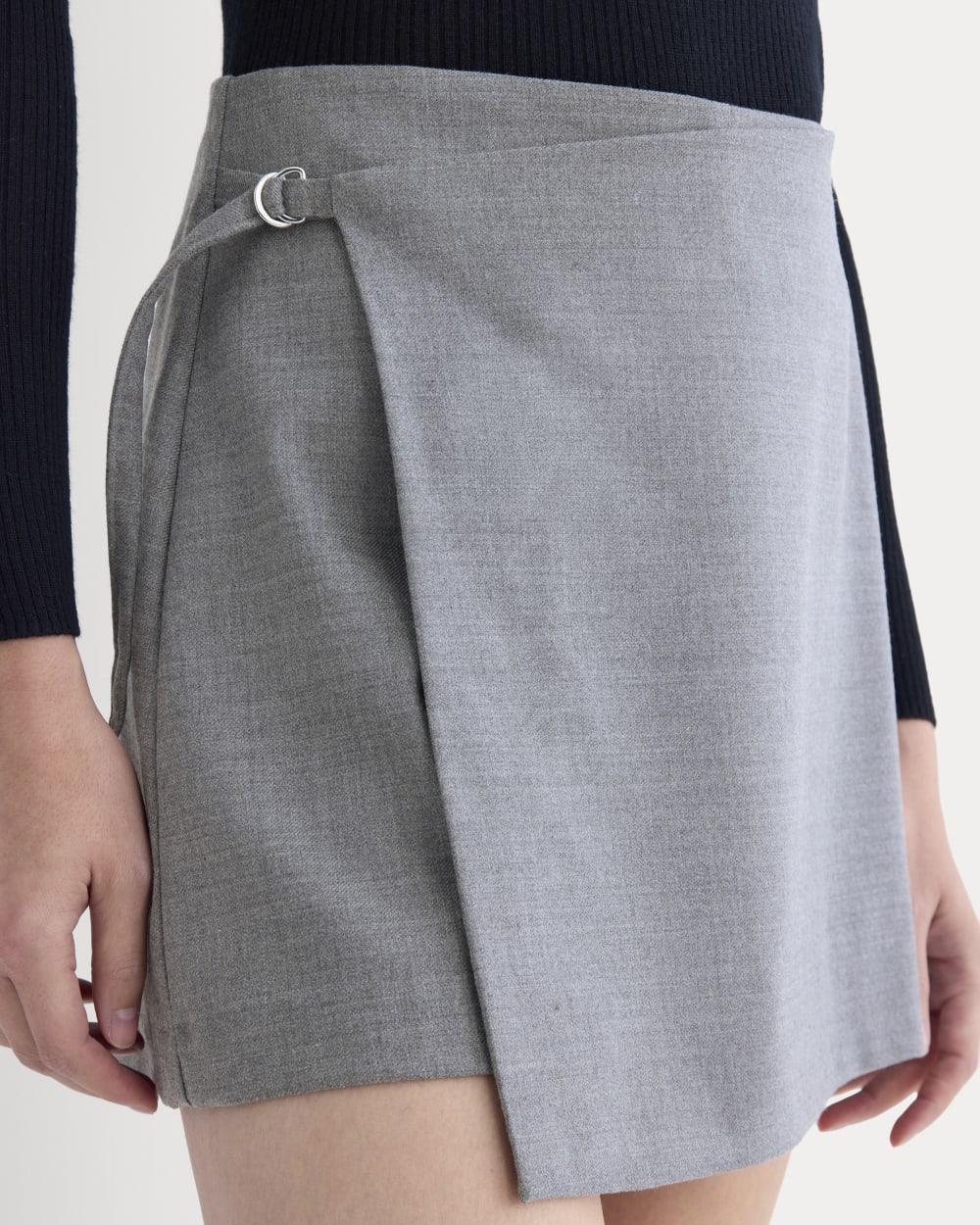 Wrap Mini Skort in Tailor Twill | Heather Graphite - Image 4