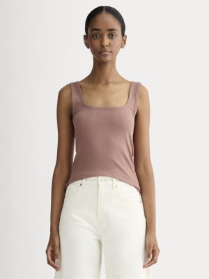 The Luxe Rib Square-Neck Tank | Rose Dusk