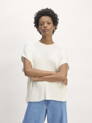 The Cotton Knit Caftan Top | Bone