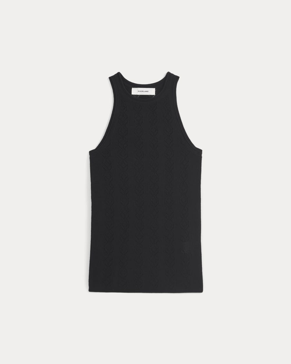 The Pointelle Racerback Tank in Ultrafine Merino | Black - Image 2