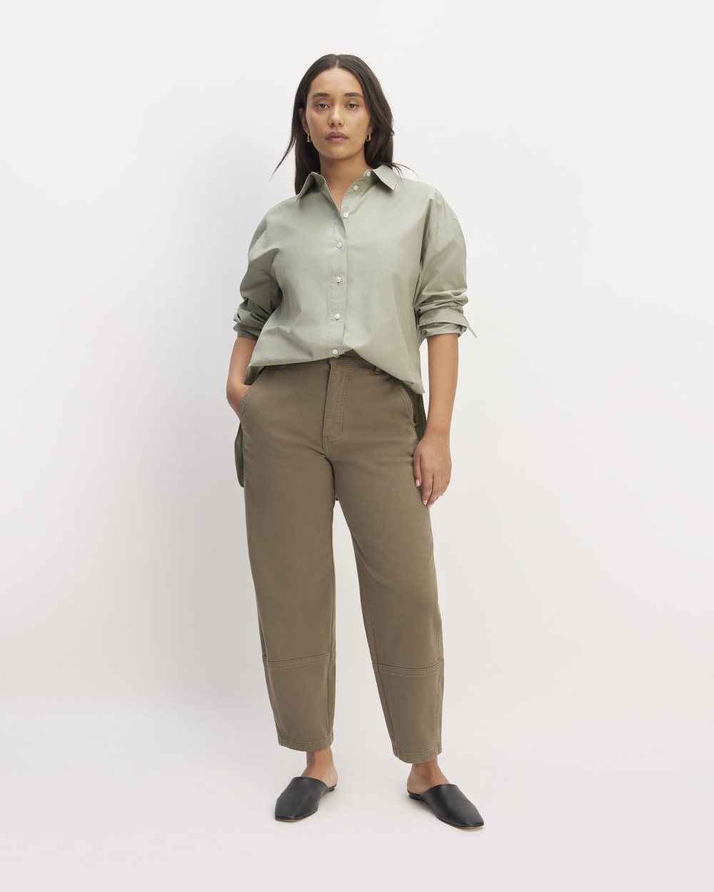 The Supima® Cotton Boyfriend Shirt | Sage Green - Image 3