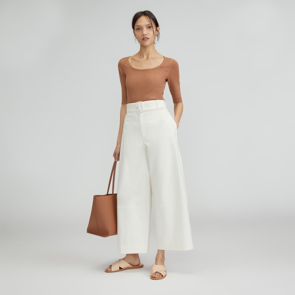 The Structured Cotton Belted Pant | Bone - Image 6