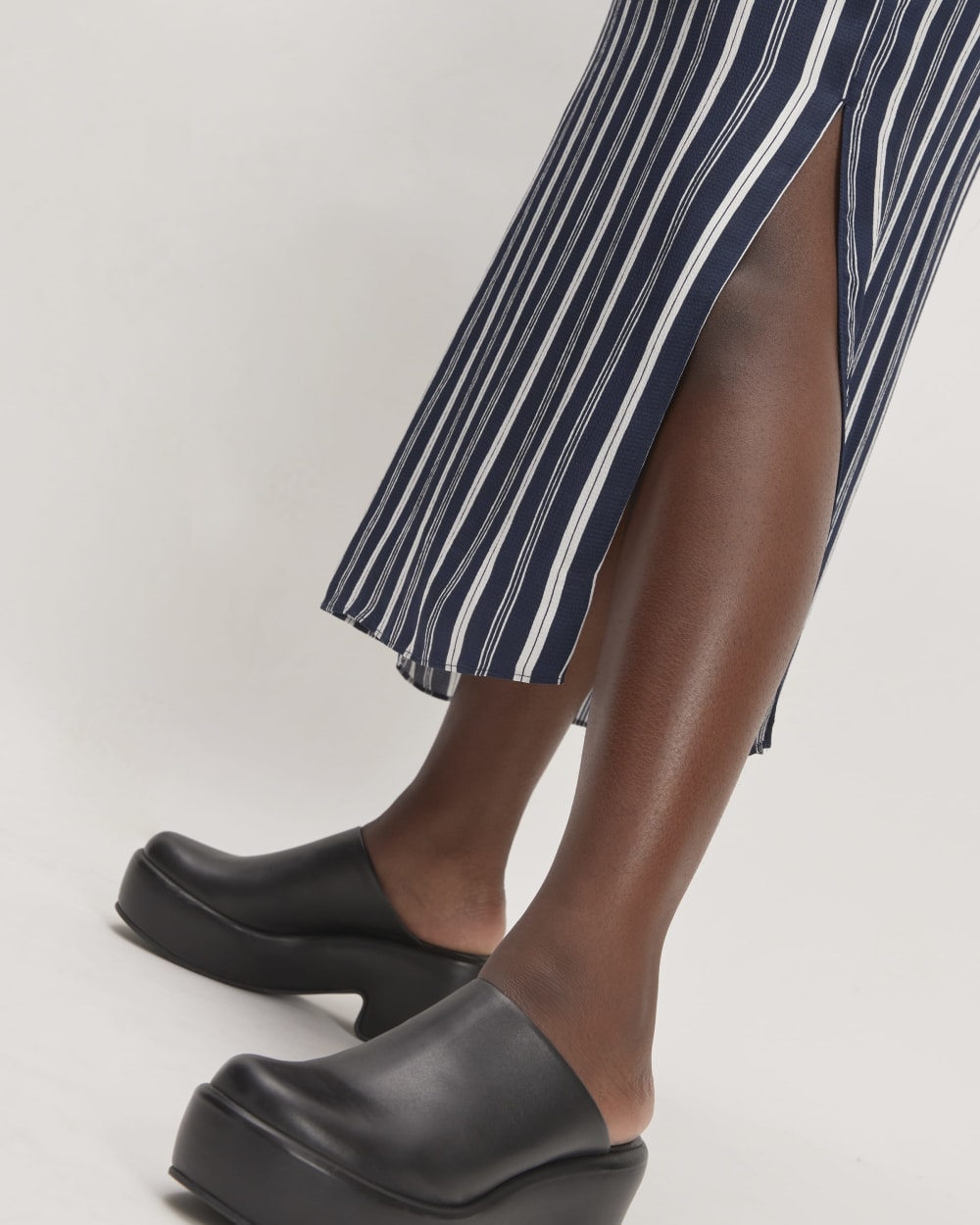 The Hammered Satin Slip Dress | Navy / Bone - Image 6